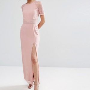 Elise Ryan Maxi Dress With Lace Sleeve And Back